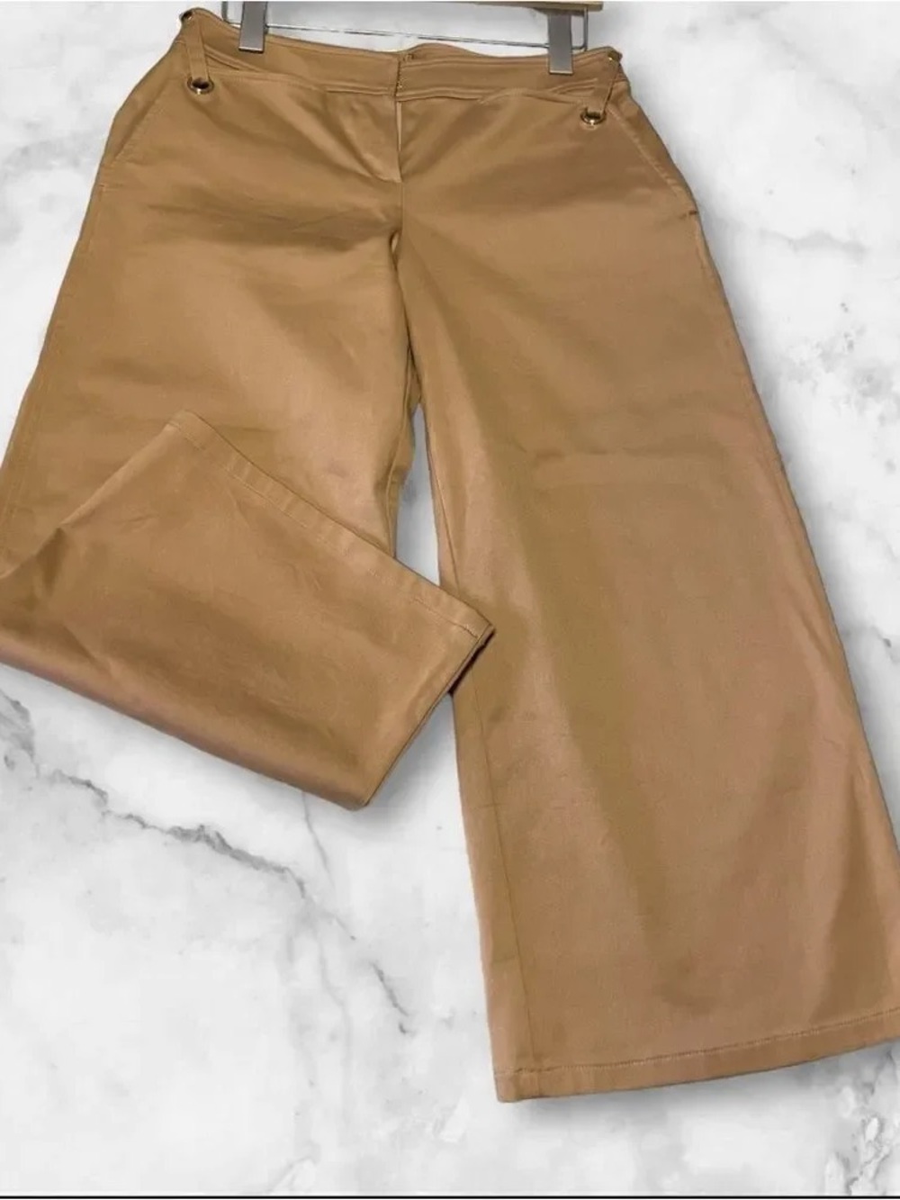 Straight Leg Faux Leather Pants in Camel Brown